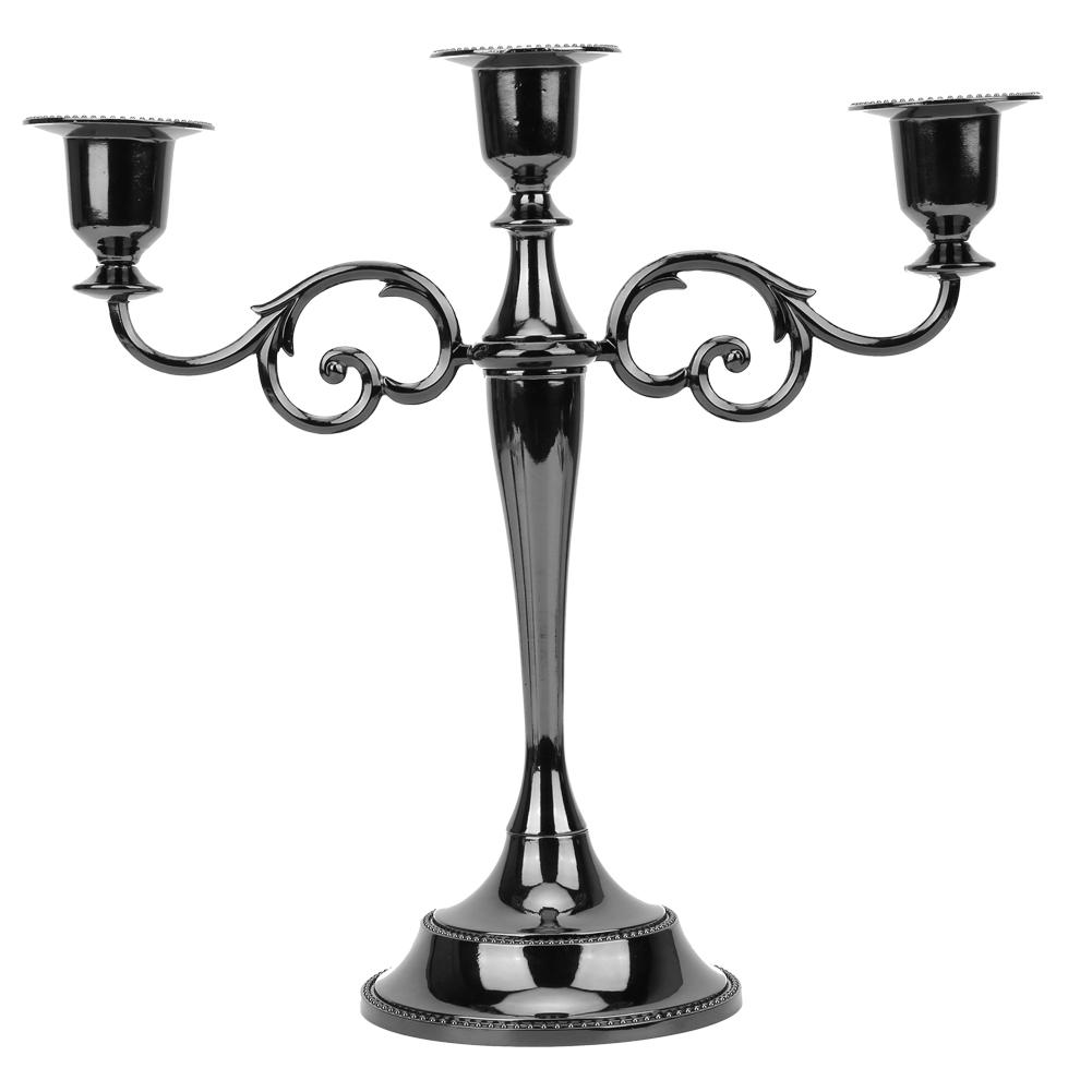 

European Style Romantic Candle Holder Candlestick for Dinner Home Hotel Wedding Restaurant3 Heads Black