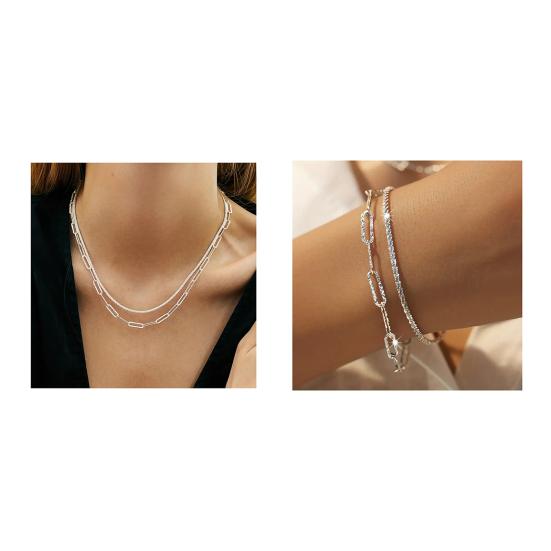 Women Necklace Bracelet Hoillow Out Shimmering Surface Adjustable Length Lady Wrist And Neck Jewelry for Daily Wear Weddings Parties