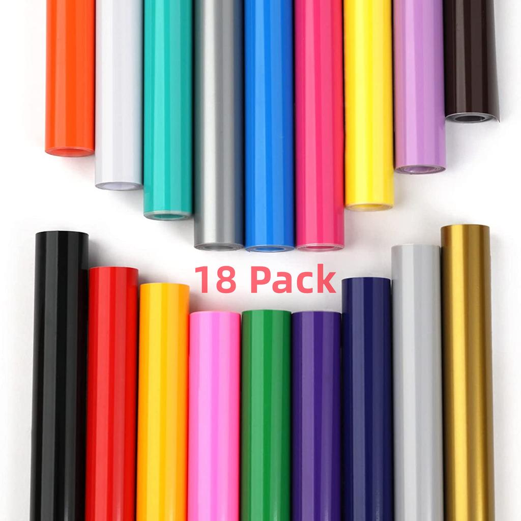 18/14 Pack 12X3ft Multi Colors Permanent Adhesive Vinyl Roll for Cricut Craft DIY Cup Glass Phone Case Decor EASY TO CUT