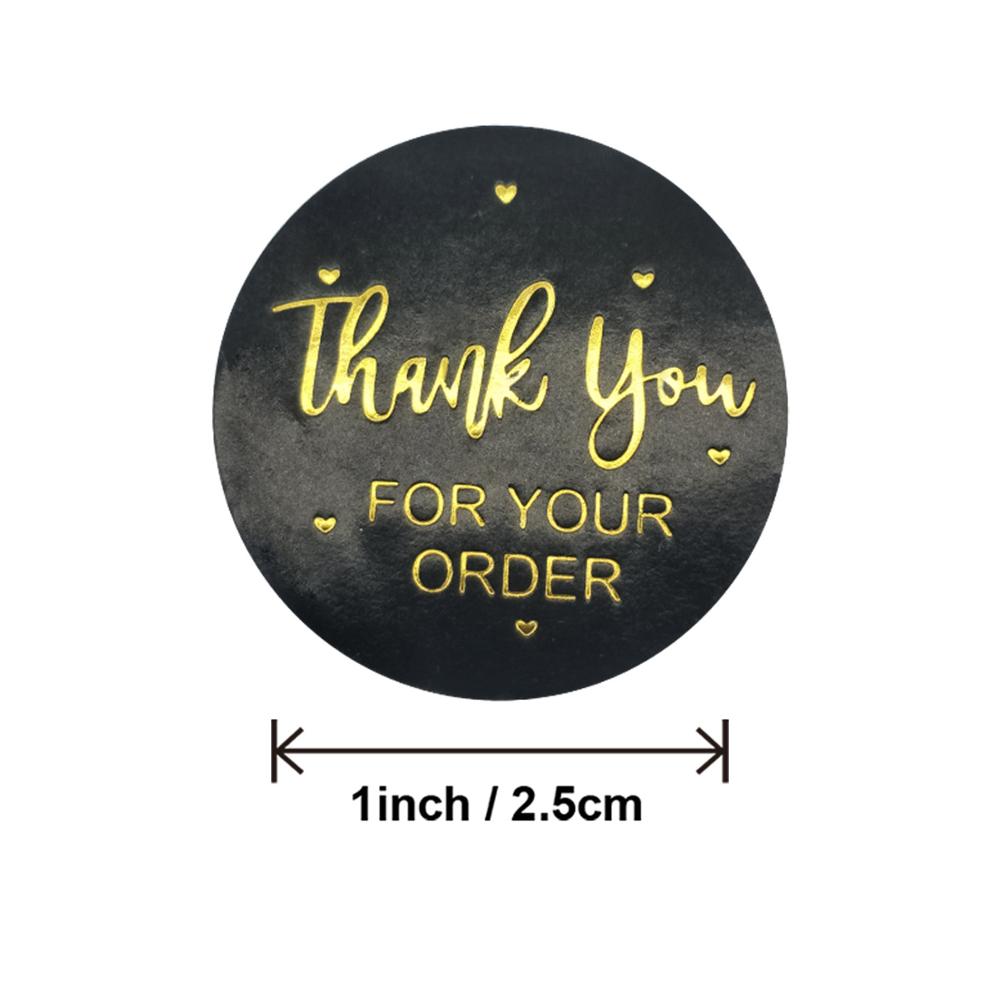 Black Label Stickers Foil Thank You Stickers 1'' 500pcs Taste Business Order Home Hand Made Labels Wedding Envelope Seals