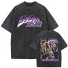 Washed Vintage Anime Jojo Bizarre Adventure Joseph Joestar Caesar Anthonio Zeppeli Print Tshirt Men Fashion Cartoon T Shirt Top