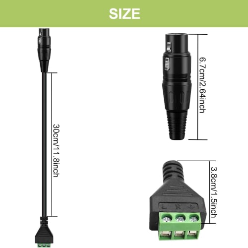 Xiatiaosann 2pcs 3-Pin XLR to Terminal Converter Adapter, 3-Pin XLR Female to Terminal Converter Cable with Driver for Speakers, Sound Equipment, Micr