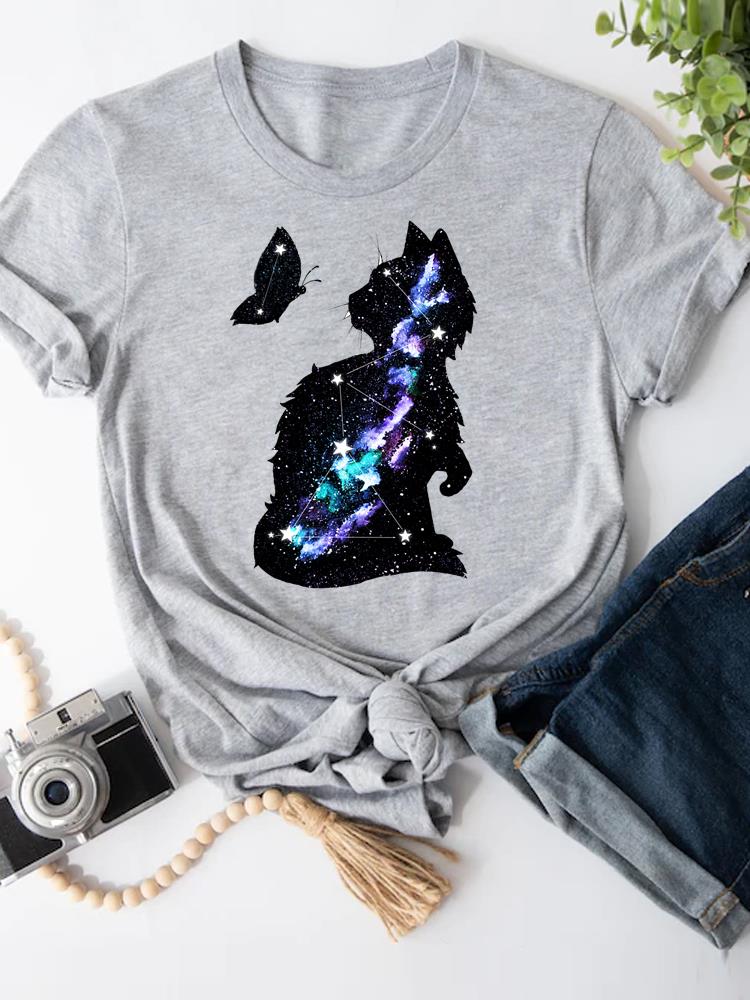 

Moon Cat Lovely 90s футболки с коротким рукавом женские футболки с рисунком модная летняя женская футболка с принтом графическая футболка