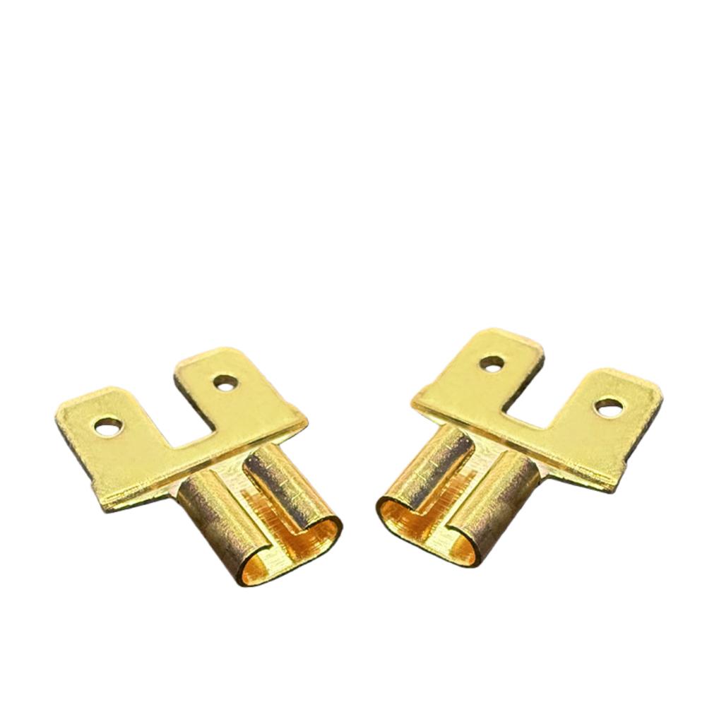 10PCS Double-Back Shovel-Type Electrical Connectors Wire Lugs Copper Strips Crimp Terminals Brass Tinned-Plug Spade Kit