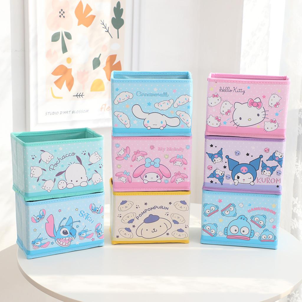 Hello Kitty Kuromi Cinnamoroll My Melody Pattern Foldable Desktop Storage Box For Makeup And Office Supplies