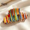 Smooth Surface Hair Clip Claw for Women, Hollow Widened with Curved Transparent Anti-Slip Teeth, Acrylic Rainbow Design Accessory Teeth