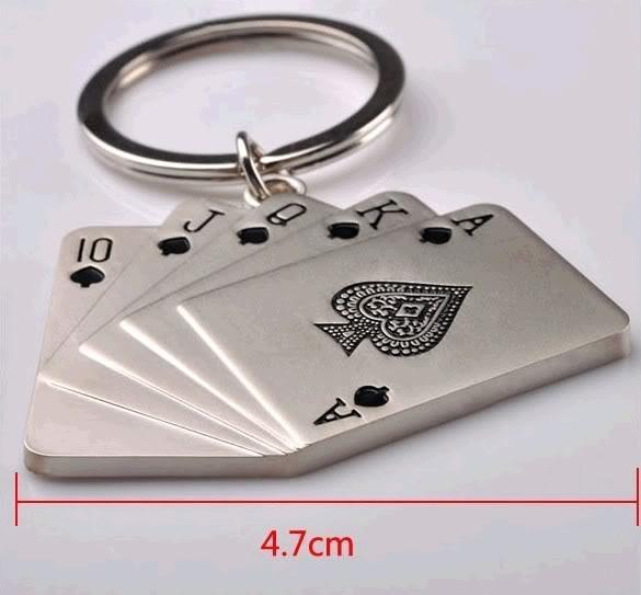 Special Classic 3D Poker 10JQKA Toilet Tool Model Key Chain Playing Card Keyring Keyfob Gift for Lover