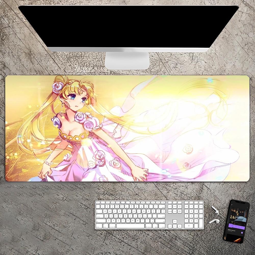 Cute S-Sailor-Moon Mousepad Custom Skin Desktop Desk Mat Kawaii Gaming Accessories Students Writing Pad for PC Computer Table