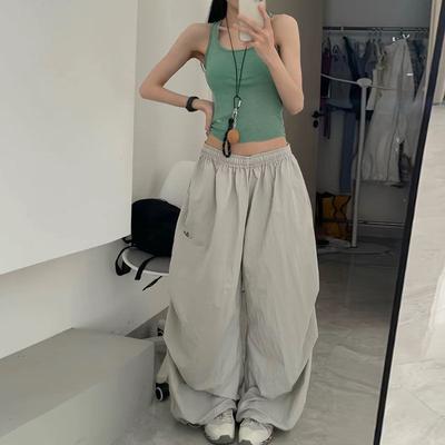 Pantalones casuales básicos de gran tamaño negros Y2k para mujer, pantalones de chándal holgados de pierna ancha de moda coreana, pantalones de chándal Harajuku para correr, pantalones de hip hop