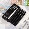 Set de 4 Bolígrafos de Bolsillo de Color Puro Tamaño Portátil Tipo Clic Punta de Bola 0.5mm Tinta Gel Negra para Escribir