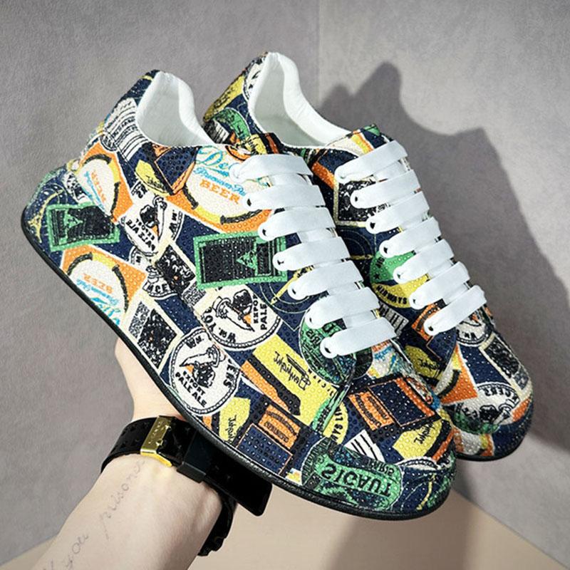 

Luxury Designer Fashionable Men s Lace Up Rhinestonethick Bottom Causal Shoes Flats Male Walking Sneakers Internet Celebrities 38