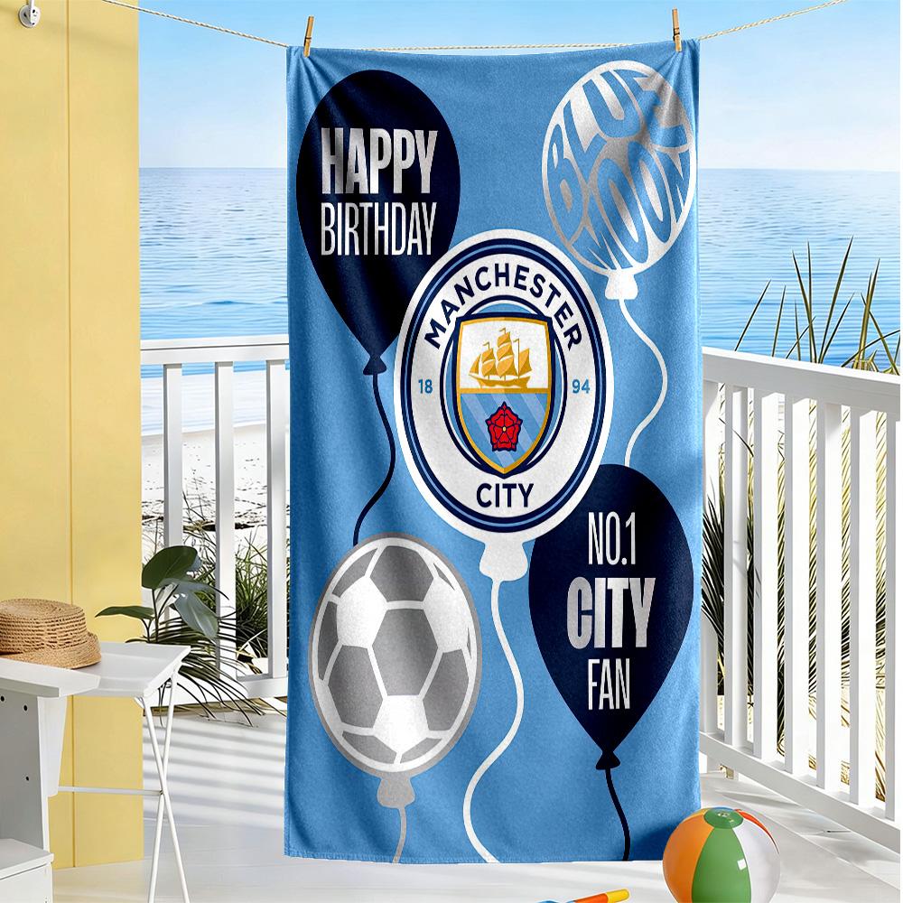 First Place Manchester City Fc Logo Beach Towel Soft Durable Quick-Dry Comfortable Lightweight