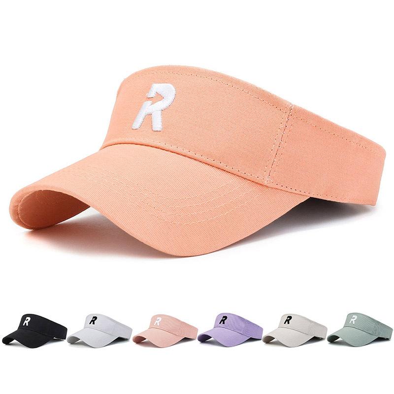 R Cotton Letter Hat Visor Cap Sun Protection Breathable Baseball Gifts Caps