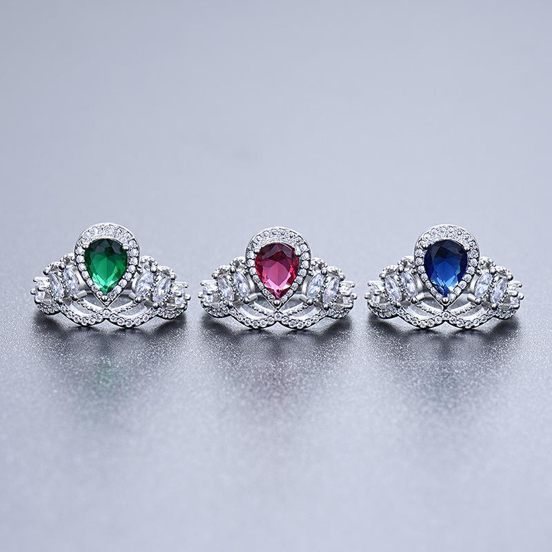 Lindon Classic Copper Alloy Zircon Ring Ladies Jewelry Wedding Promise Party Gift