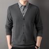 Men's Two-Piece Look Knitwear: Spring & Autumn Business Casual Soft Sweater with Shirt Collar for Middle-Aged & Young