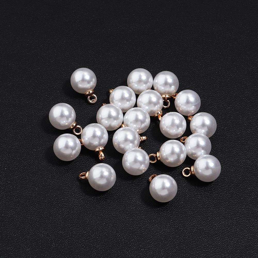 10-20 pcs/lot 6-20mm Round ABS Imitation Pearl Beads Pendant Beige White Charms For Jewelry Making DIY Fashion Necklace Earrings