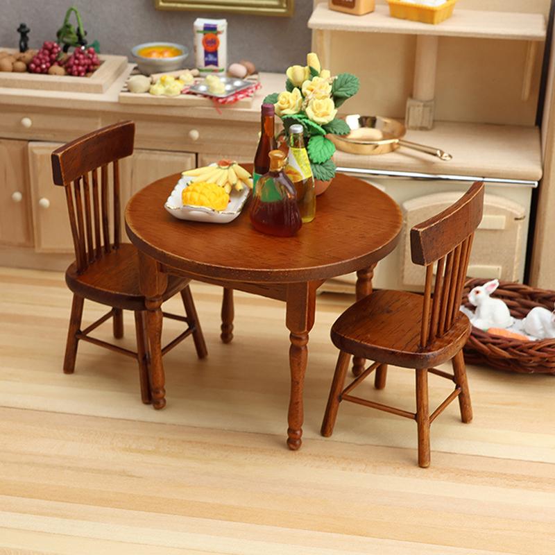 

1Комплект 1:12 Кукольный домик Миниатюрные Столы Стулья Обеденный стол Кухня Модель Декор Игрушка Аксессуары для кукольного домика