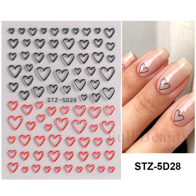 Nail Art Sticker, Relief 5D Three-Dimensional Spring Pink Cherry Blossom Small Flower Adhesive Nail Sticker