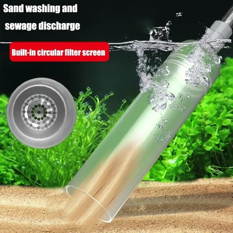 Siphon Pump with Filter Nozzle Fish Tank Water Changer Air Pump Cleaning Accessorie Handheld Aquarium Gravel Cleaner Vacuum Tool