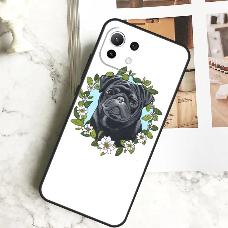 Cute Black Pug Dog Case For Xiaomi 14 Pro 13 Ultra 11T 12T 13T 12 Lite POCO X6 Pro M6 X3 X4 X5 M5s F3 F5 Cover