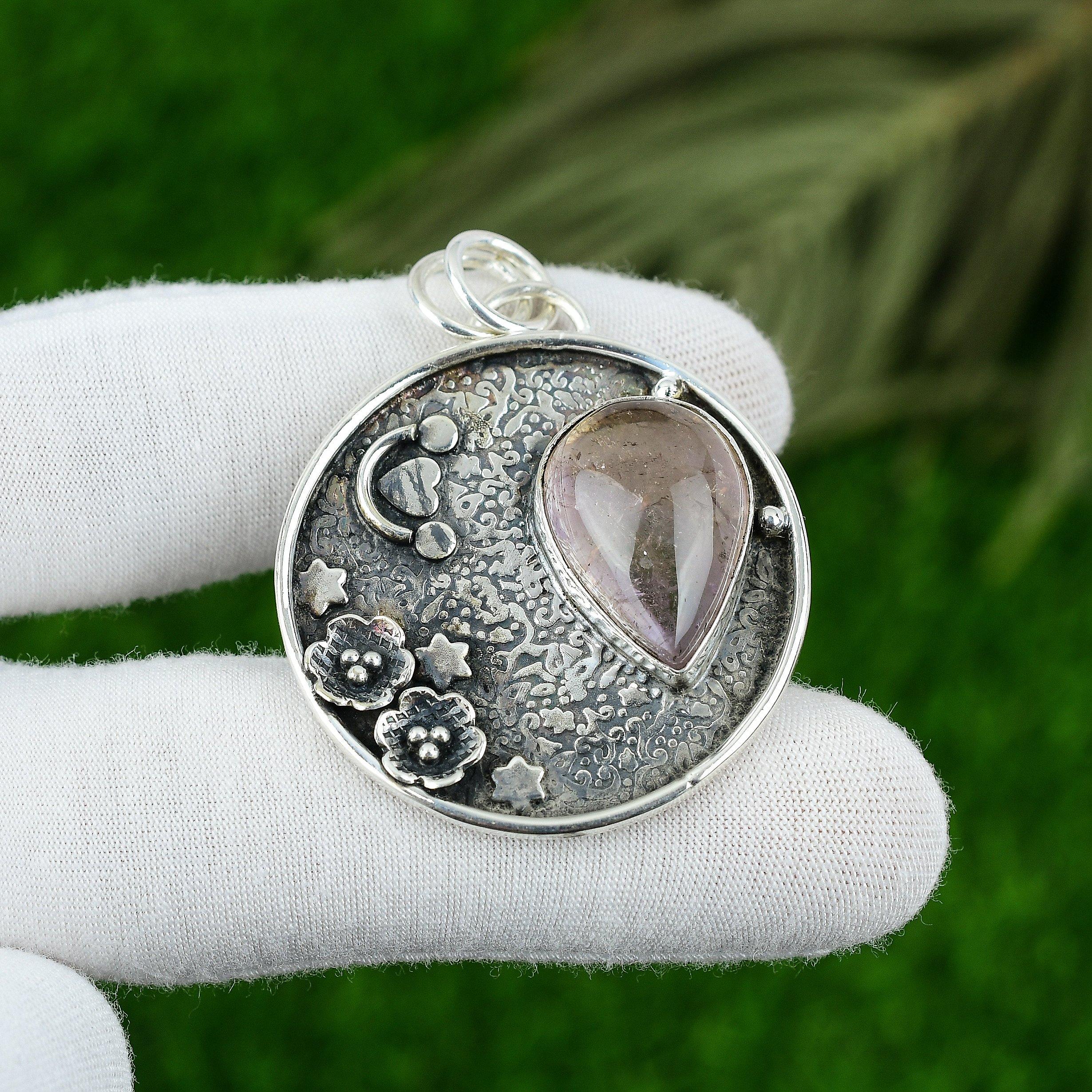 

Натуральный Аметист Звездчатый Камень Подвеска 925 Стерлинговое Серебро Индийские Украшения