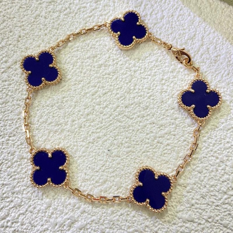 Exquisite Four-leaf Clover Bracelet for Women Five-flower Bracelet Double-sided Natural White Mother-of-pearl and Carnelian Bracelet
