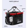 New 30-50cm Fishing Bucket EVA Foldable Carrying Handle Collapsible Live Fish Box with Side Pocket and Zipper for Travel Camping
