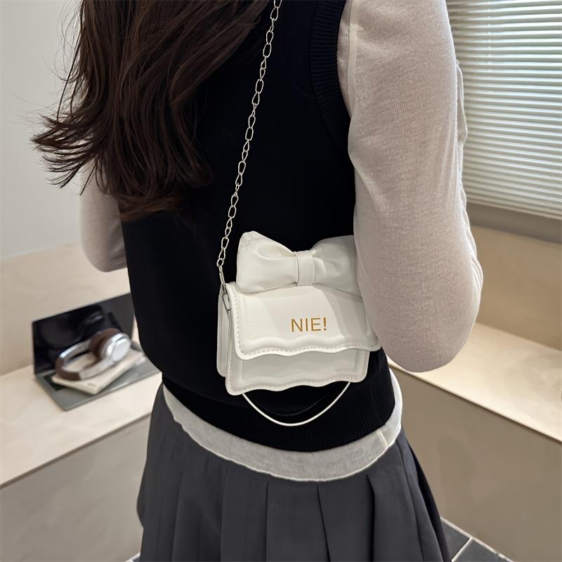 Women's crossbody bag, elegant chain shoulder bag, bow-knot small handbag, multi-functional commuting versatile casual fashionable small square bag