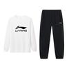 Li Ning Letter Trendy Fashion Cotton Loose Comfortable Versatile Round Neck Pullover Long Sleeve Sweatshirt Casual Sports Suit YTLV113-3+AYKTD15-1