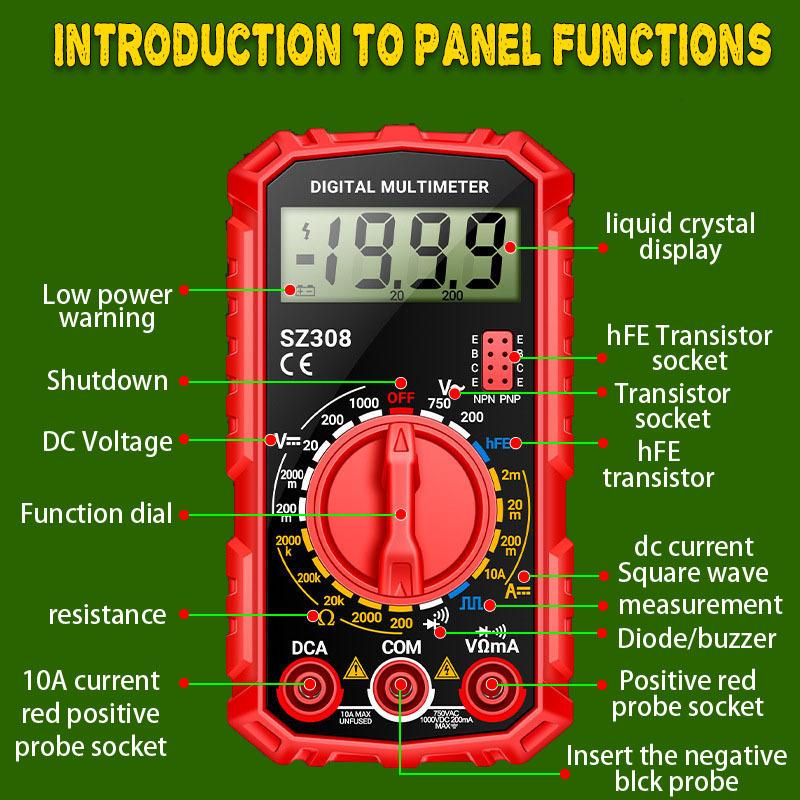 Digital Multi functional Universal Meter for Household Us Digital Multimeter for Electrical Inspection and Maintenance