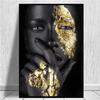 Classical Art Black Gold African Women Canvas Painting Wall Art Pictures Posters and Prints for Living Office Bedroom Home Decor No Frame