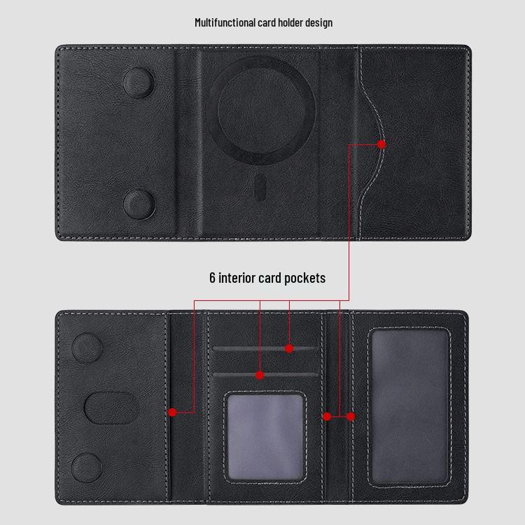 MagSafe Magnetic Tri-Fold Wallet Case for iPhone 16 with Multi-Card Slots and Stand