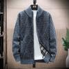 Men's Cardigan Sweaters Knitted Full Zip Collared Regular Fit Jacket Casual Color Block Baggy Winter Warm Coat
