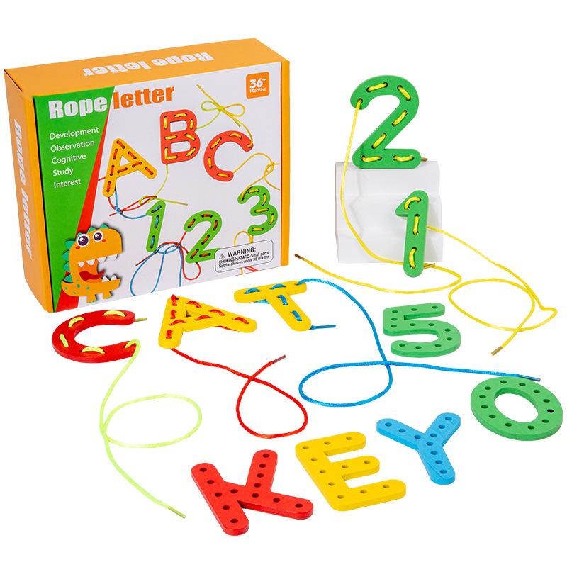 

Cross-Border Wooden Number & Letter Beaded Blocks: Baby Enlightenment & Early Education Threading Puzzle Toys
