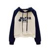 Bauchfreies Kapuzensweatshirt Damen Neu Frühling und Herbst Koreanische Version Locker Mode Druck Kontrastierend Nische Lässig Top