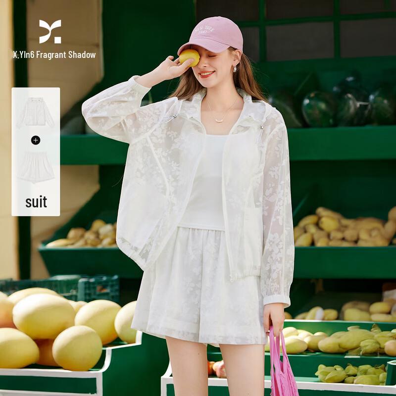 Xiangying Women s Hooded Sun Protection Jacquard Casual Two-Piece Set L