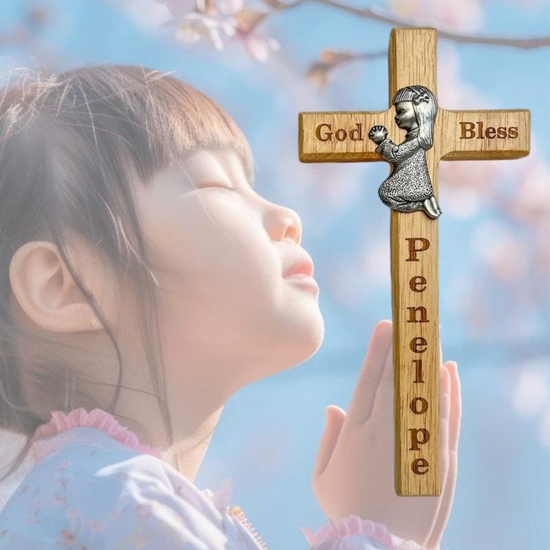 Crucifix Ornament Wood Blessing Gift For Children Easter Baptisms Or Birthday Present Safe and Friendly