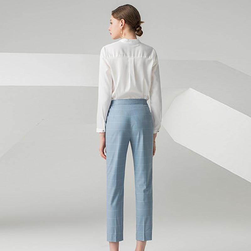 Elegant V-neck Long-Sleeve White Shirt for Women - Chic and Professional Style