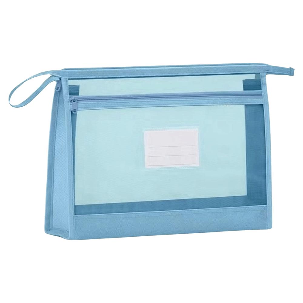 Double Layer Mesh File Bag Large Capacity Subject File Bag Stationery Zipper Bag School Storage