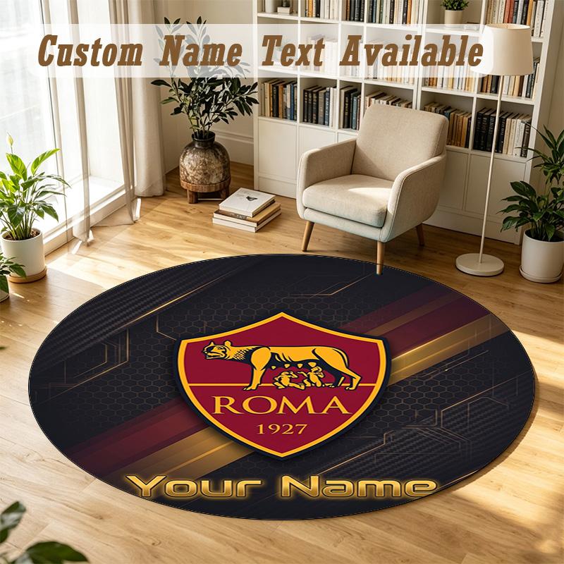 Round Rug Custom NameAS Roma Pattern Non Slip Carpet Home Floor Decor