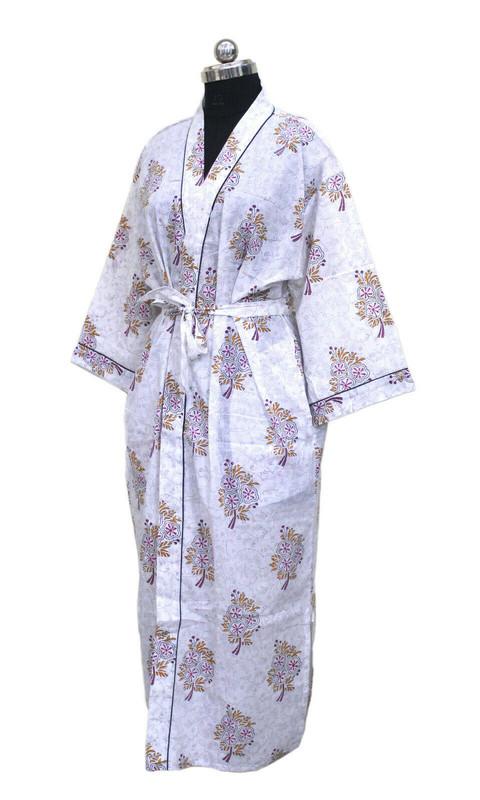 Ručně vyráběné dámské bavlněné kimono župany, noční košile, vyrobené z měkké lehké bavlněné tkaniny, noční oblečení volné velikosti #330