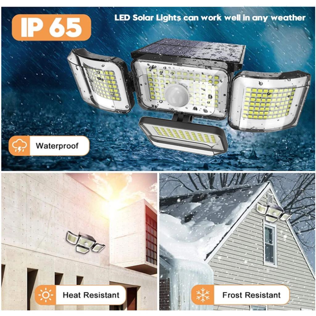 288/278LED Outdoor Solar Lights 4 Heads Adjustable Motion Sensor Wall Lamp IP65 Waterproof Garden Outdoor Lighting Wall Lights