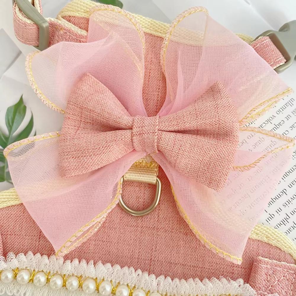 Adjustable Cat Harness Leash Princess Style Dog Traction Rope Cat Vest  For Cats Dogs