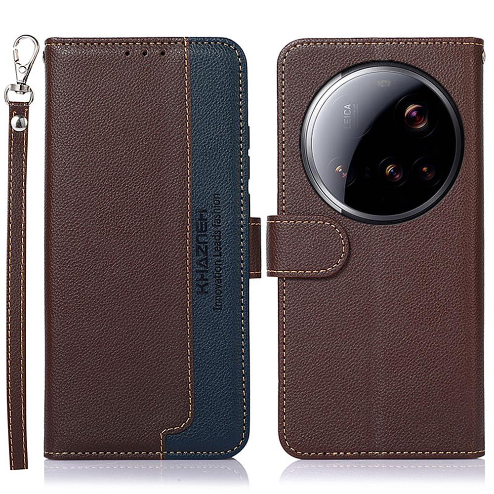 

KHAZNEH For Xiaomi 15 Ultra Case RFID Blocking Wallet PU Leather Phone Cover Brown