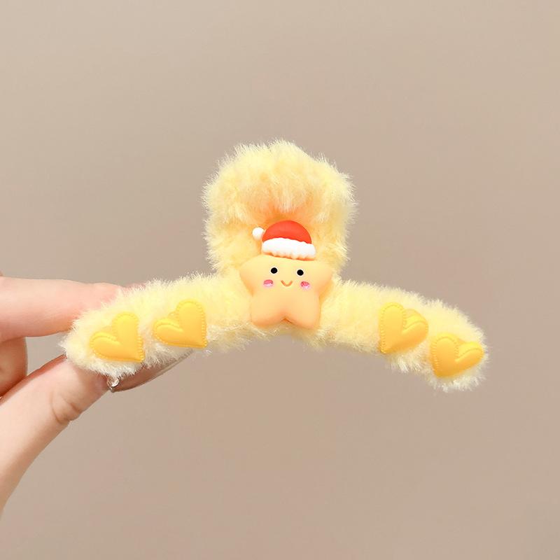 Fashion Elegant Plush Grab Clip Women's Large Hair High-end Sense Clip Hairpin Autumn and Winter Back Head Shark Clip Hairpin Headwear