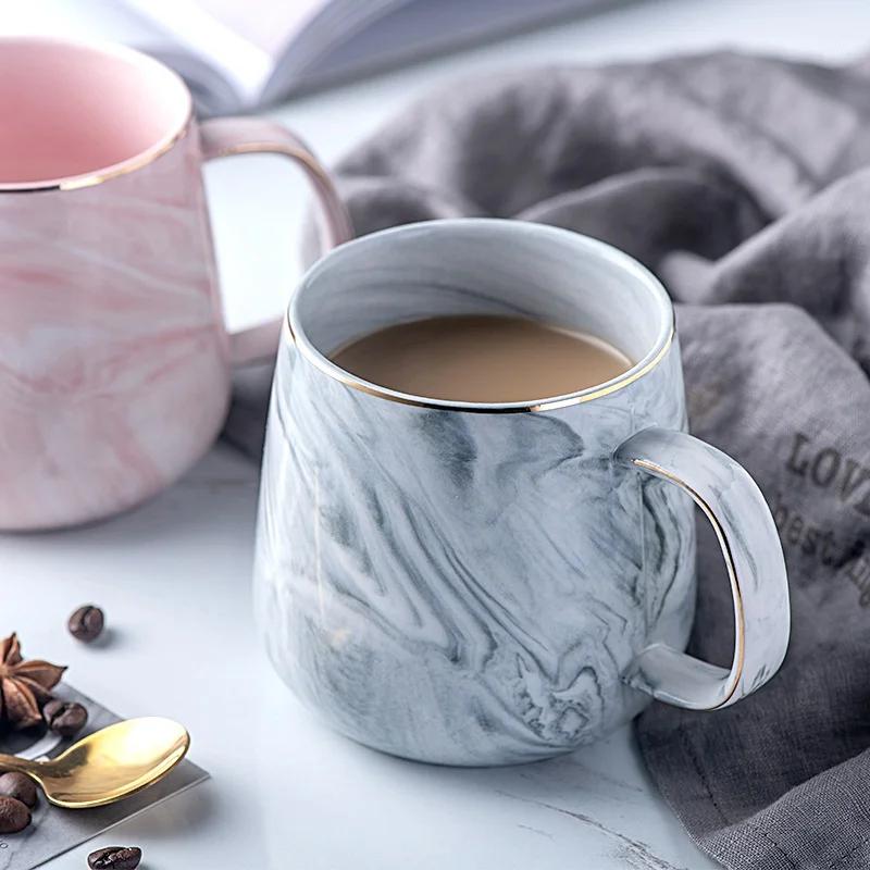 400ML Creative Ceramic Cups Marble Pink Coffee Mug Ceramic Coffee Cup Lover's Gift Porcelain Mugs For Tea Breakfast Cup For Milk