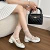 French Retro One-word Buckle Bow Mary Jane Shoes Women's 2025 Summer New Fashion Versatile Single Shoes Small Leather Shoes