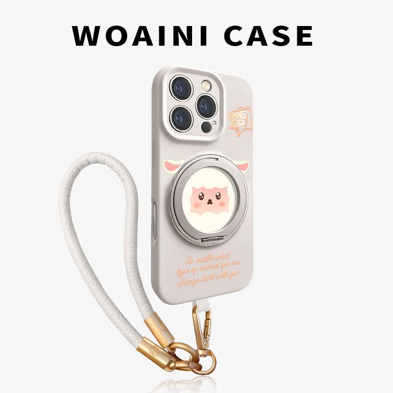 Magnetic Suction Bracket Is Suitable for Apple 17promax Mobile Phone Case Trendy Brand iPhone16pro Liquid Silicone 15/14.