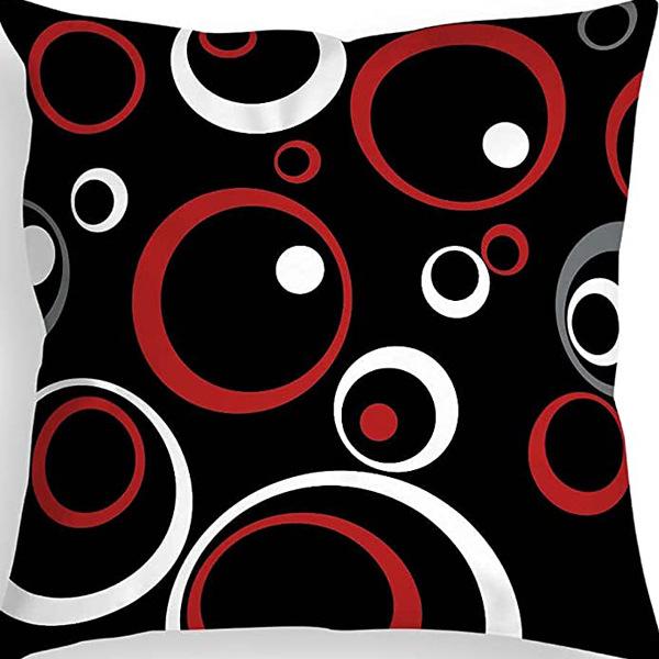 Popular Simple Geometric Abstract Red Black Striped Sofa Cushion Pillow Case Home Removable Washable