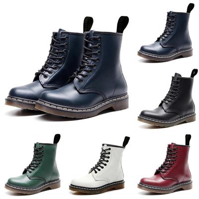100% Genuine Leather Calfskin Street Men's Women Ankle Boots Luxury Shoes For Men Footwear Military Boots Fashion Spring Winter